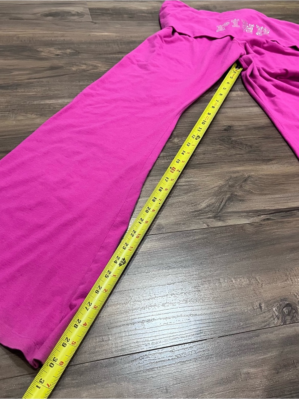 Victoria’s Secret PINK Fold-Over Waist Flare Yoga Pants - Hot Pink - Picture 5 of 6